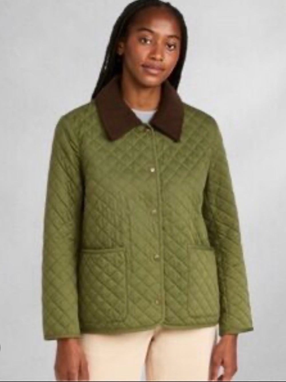Bagatelle Womens Quilted Lightweight Barn Coat Jacket Snap Front Cord Collar